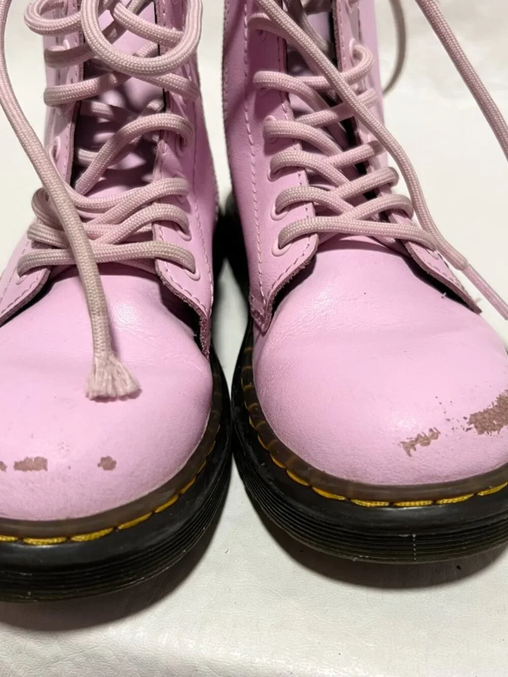 Dr Martens Boots Zavala J pastel pink leather kids size 1 combat zip up docs
